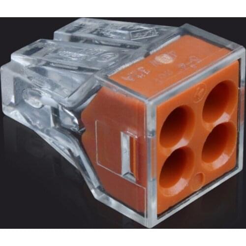 New Arrivals 20PCS PCT-104 wire wiring connector 4 pin conductor terminal cable block 0.75-2.5