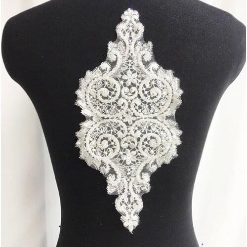 New Design Beading Lace Applique Motif Wedding Dress Veil Lace Patch
