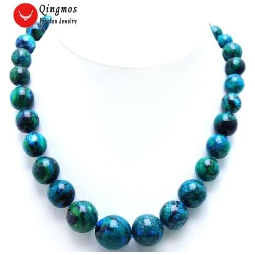 Stunning big 10-18mm blue crude turquoise gemstone round beads necklace 18