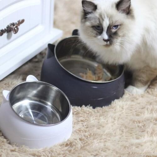 15 Degree Tilted Pet Cat Bowl Puppy Cats Food Drink Water Feeder Non-slip Base Neck Protection Dish Bowl for Pet Lovers Newest