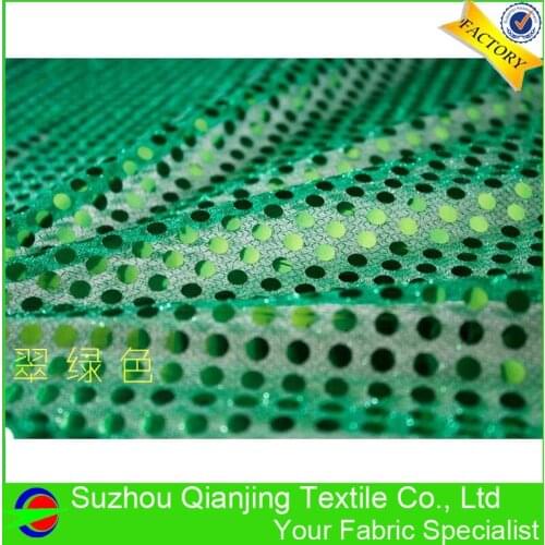 2017 Direct Selling Cheap High Quality Sparkly Embroidered Green Sequin Fabric