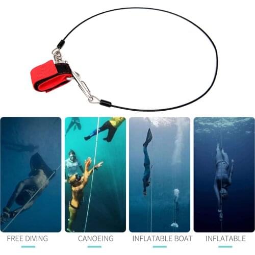 Adjustable Diving Wrist Strap Dive Lanyard Webbing with Steel Cord Surfing Snorkeling Gear Secure Cord for Ocean Diving Swimming