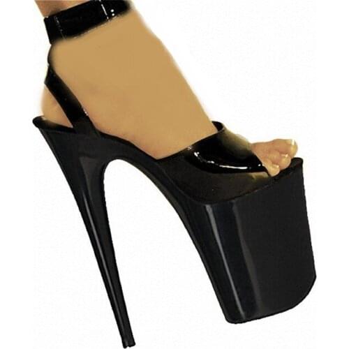 Summer nude strap-strap sandals, Roman 20cm lacquered plus-size womens shoes, nightclub pole dancing sandals