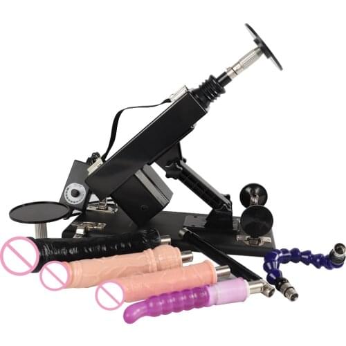Sex Machine Female Masturbation Pumping Gun with large Black Dildos 7 Attachments Automatic Love Machines for Women