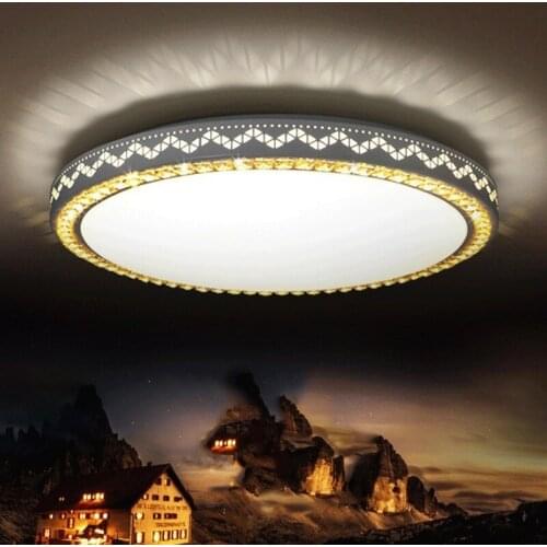 Post-Modern Led Bedroom Ceiling Lamp Living Room Study Crystal Ceiling Lamp Golden Luxury AC220v Art Round RC Ceiling Lamp