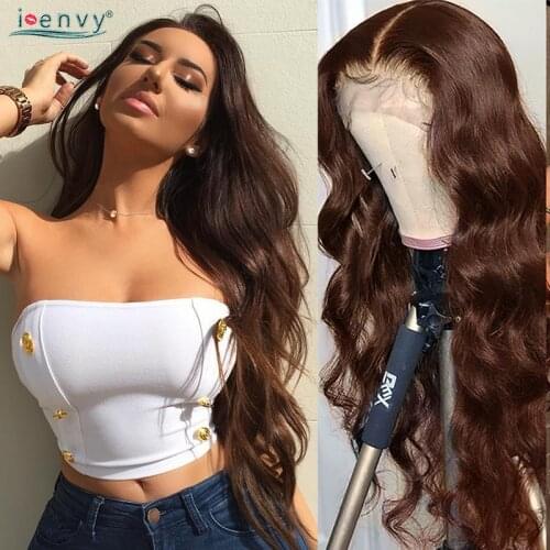 Dark Brown Lace Front Wig Chocolate Colored Body Wave Lace Frontal Wig Human Hair Pre Plucked Remy Brazilian Human Hair Wig #4