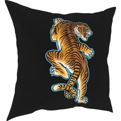 Tiger Tattoo Pillows Sofa Cat Wild Animal Traditional Old School Pillows Fall Cool Decorative litter Pillows Case 40*40cm