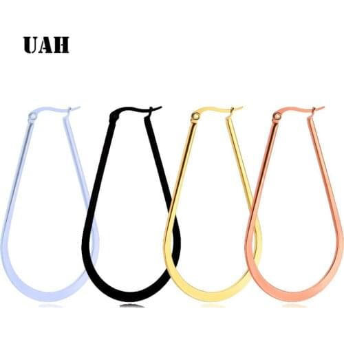 UAH 1Pair Unisex Titanium Steel Hoop Earrings Silver Gold Paper Earrings Jewelry New for Fashion Woman Men Nice Gif