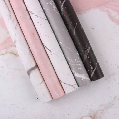 5Pcs Marbled Texture Flowers Packaging Paper DIY Crafts Scrapbook Wedding Bouquet Gift Box Waterproof Wrapping Material Origami