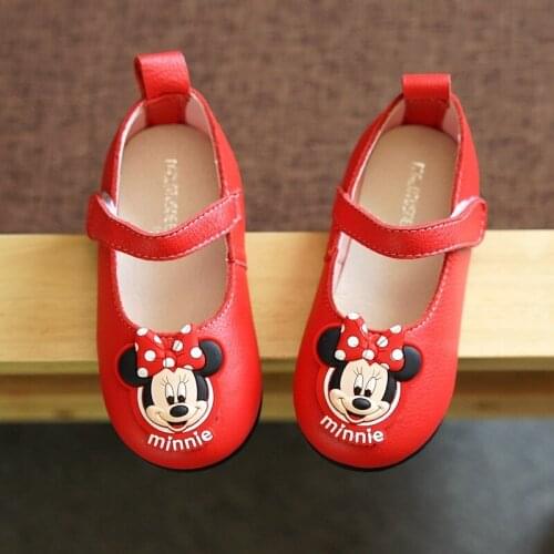 Disney spring dancing shoes top layer cowhide childrens shoes cartoon baby casual shoes Mickey mouse kids shoes