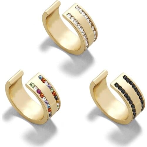 VG 6YM Rhinestones Ear Clip Earrings For Women Unique C-shape No Pierced Small Ear Cuff Earring Fashion Jewelry Accessories