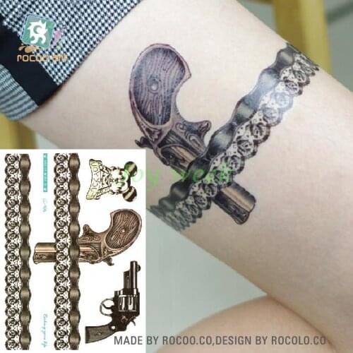 Waterproof Temporary Tattoo Sticker gun pistol tatto sexy lace stocking flash tatoo fake tattoos for girl women