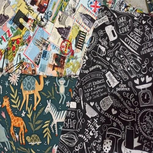 World famous building stamp 100% Cotton Fabric Cartoon Cotton Patchwork Cloth DIY Sewing Quilting Fat Quarters Material