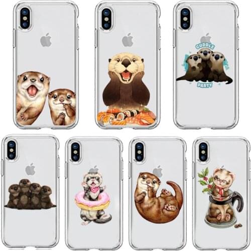 Otter cute cartoon high quality Phone Case Transparent soft For iphone 5 5s 5c se 6 6s 7 8 11 12 plus mini x xs xr pro max