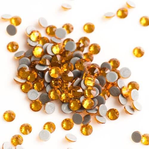 YANRUO 2058HF Topaz Hot Fix Rhinestones Flat back Glass Crystal Iron On Hot Fix Stones For Crafts Clothing