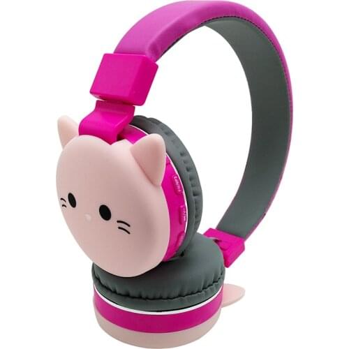 Funny Cartoon Cat Headphones Bluetooth Headset Wireless Kids Girl Foldable Stereo Headset With Mic For iPhone Samsung Xiaomi PC