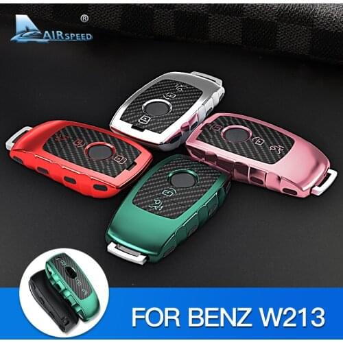 AIRSPEED TPU Carbon Fiber Car Remote Key Case Shell Key Protective Cover for Mercedes Benz W213 E300 E220D E200 E63 Accessories