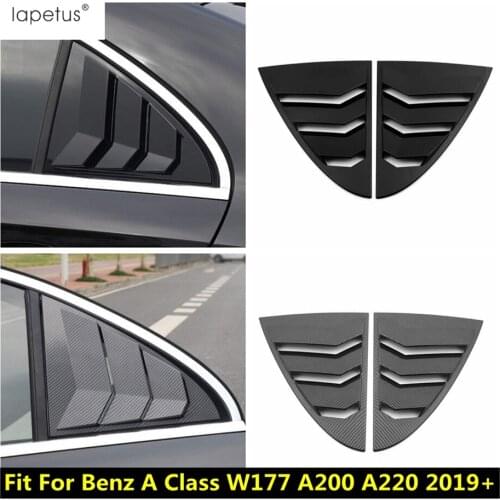 Lapetus Black / Carbon Fiber Look Rear Window Shutter Louvers Cover Trim For Mercedes Benz A Class W177 A200 A220 2019 - 2021