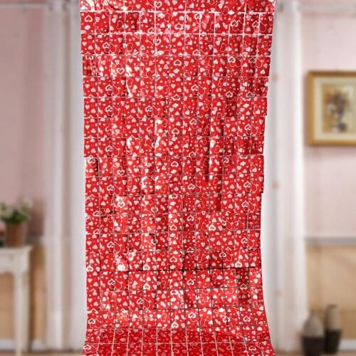 1*2M Rain Silk Curtain Cute Heart for wedding party birthday Pink Colorful Macaron background wall decoration party decoration