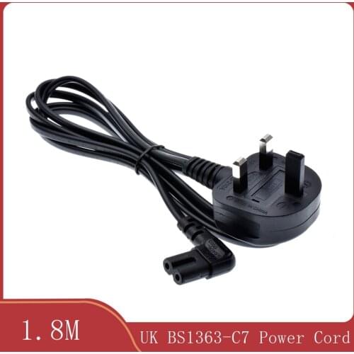 UK British 3-prong to Figure 8 C7 Right Angled Singapore Malaysia AC Power Cord Cable Lead for TV Printers Cameras PS4 PS3 3M