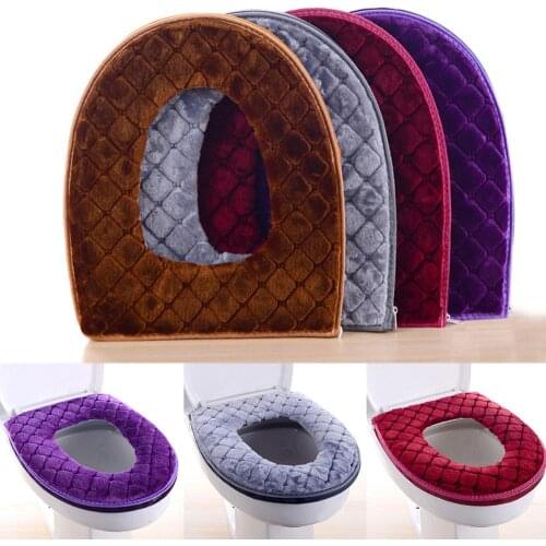 1PC Bathroom Filling Soft Thickened Seat Pads Washable Warmer Toilet Mat Cover Winter Comfortable Seat Cushion Toilet Decor