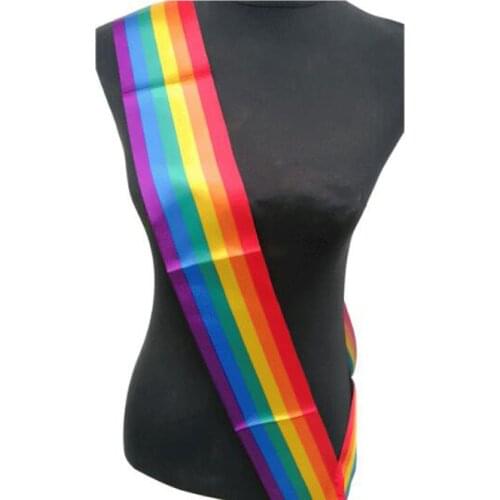100pcs Gay Pride Rainbow Satin Sash Etiquette Sashes Hen Party Event Favors Decorations Accessory