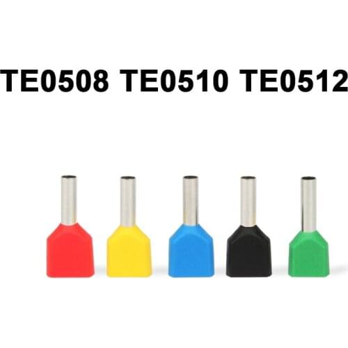 100PCS TE0508 TE0510 TE0512 Double wire tube type pre insulated end head LD4 cold pressed terminal two 0.75 square