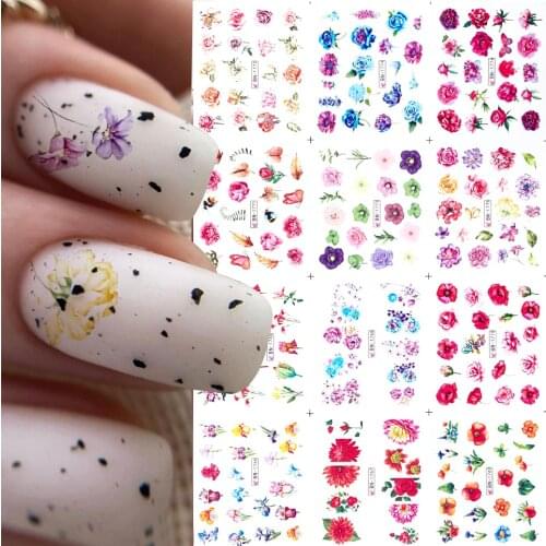 12pattern nail sticker letters Water Transfer Slider Black Russian Word Red Girl lips Abstract Image Nails Art Tattoo Manicur