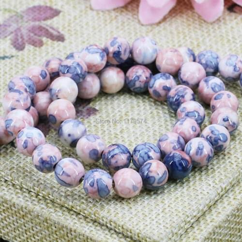 8mm Accessories Pink Multicolor Riverstones Rain Flower Rainbow Stones Round Beads Loose Crafts Jewelry making 15inch Wholesale