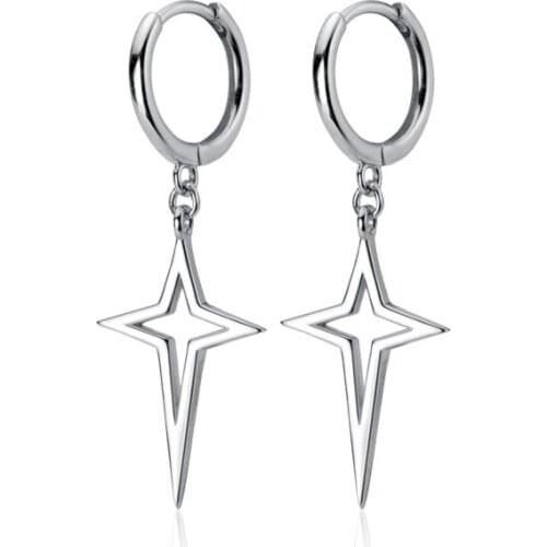 1PAIR Authentic Real 100% 925 Sterling Silver fine Jewelry White/black/gold OPen Cross Hoop Huggie Earrings GTLE2851