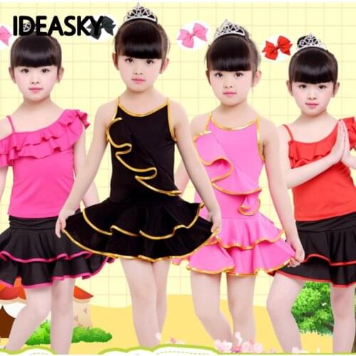 Ballroom latin dance dress girls kids dresses competition children salsa tango rumba samba for dancing practice skirts set
