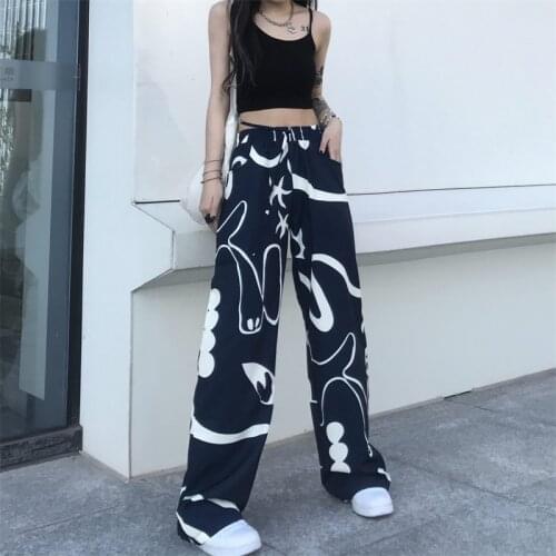 Ghost Graffiti Printed Casual Pants for Women Fashion Trends Gothic Clothing Teenage Girls Japanese Style Punk Streetwear Female