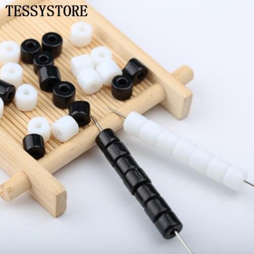 40pcs 5*6mm Cylindrical Glass Beads Solid Black White Uniform Glass Beads For Kids Jewelry Making Handmade DIY Accessories