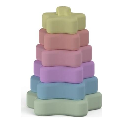 Kids Silicone Stacker Toy Baby Creative Educational Block BPA Free Silicone Teether Toys for Kids Toddler Food Grade Silicone