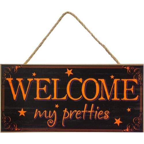 Welcome My Pretties Front Door Decor Hanging Sign Rustic Hanging Wood Porch Decorations