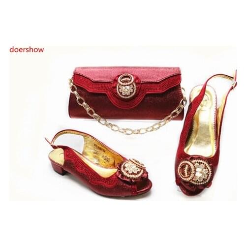 Doershow Italian Shoe with Matching Bag Sets African Woman Matching Italian Shoe and Bag Set Nigerian Shoes and Bag Sets SBR1-14