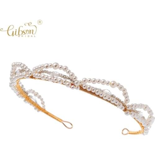 Elegant Bridal Headpiece Tiara Pearl Crystal Hair Crown Hair Accessories Wedding Headdress