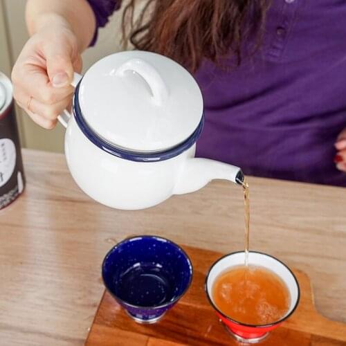 Enamel pot, flower tea pot, hand made coffee pot, teapot