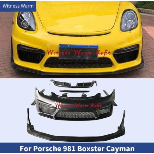 Carbon fiber FRP Front Bumper splitter Rear Lip Spoiler Diffuser Side Skirt Side Vents GT4 Stlyle For Porsche Boxster Cayman 981