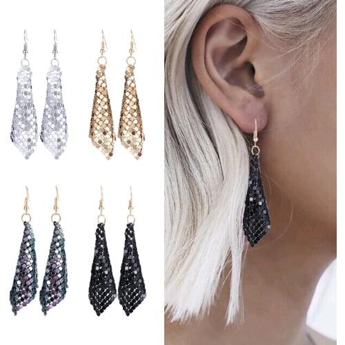 HOCOLE Fashion Sequins Drop Earrings For Women Handmade Trendy Female Shiny Dangle Earring Statement Jewelry Girls Wedding Party