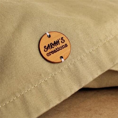 Personalized Knitting Labels - Custom Leather Labels, Personalized Logo Labels Tags, Leather Tags for Knitting - Round shape