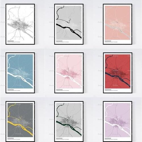 Kisangani,Congo Map Nordic Retro Minimalism Painting Poster and Print on Canvas Wall Art Modular Picture Home Decoration Cuadros