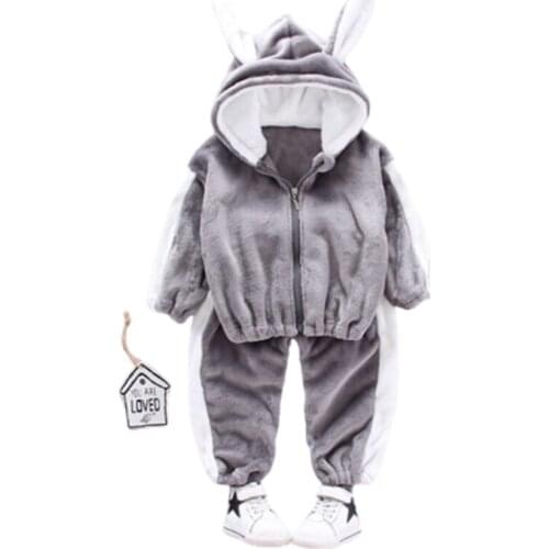 Baby boys Clothing Sets Children Clothing 2020 Winter Toddler Flannel thick plush Girls Clothes 2Pcs Outfit Kids Tracksuit Suit