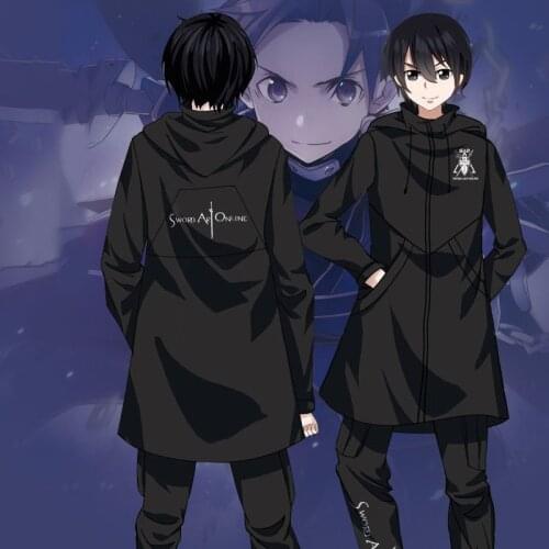 Cosplay Costumes Sao Coat Windbreaker Cos Animation Sword On Line Asuna Kirito Black White Coat Sweater Autumn And Winter Cloths