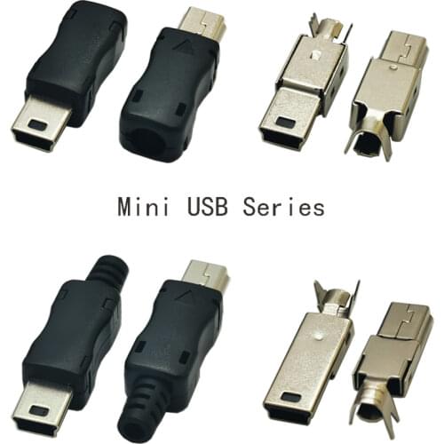 10Sets Mini USB Male Connector (3 IN 1 )Male Mini USB Jack 2.0 5PIN Plug Socket With Plastic Cover For Kinds of DIY