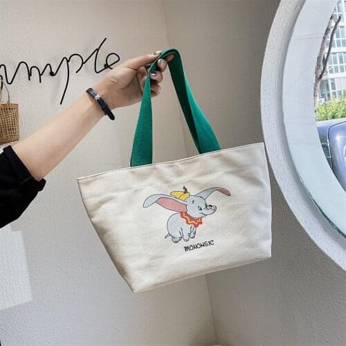 Disney Cartoon Dumbo Lady Fashion Canvas One Shoulder Handbag Large Capacity Mommy Bag Wild Shopping Travel Bag
