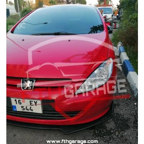 Front Bumper Attachment For Peugeot 307, 3 Piece Piano Black Lip Splitter Auto Car Styling Accessory Ornament