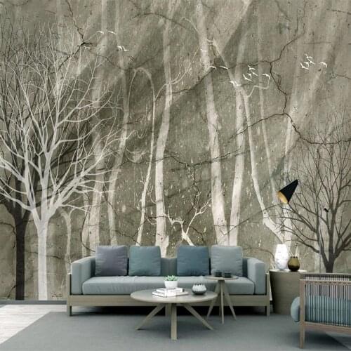 Custom 3D Mural Nordic Hand Painted Retro Black And White Woods Tree Branches Living Room Sofa Background Waterproof Wallpaper
