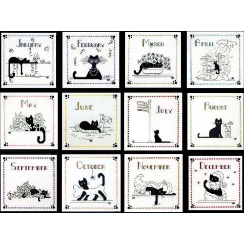 Naughty December Black Cat cross stitch aida 18ct 14ct 11ct black cloth people kit embroidery DIY handmade needlework
