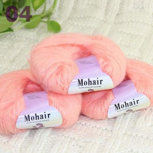 Sale New 3BallsX25g Luxury Soft Mohair Warm Wrap Shawl Hand Knit Crochet Yarn 291-04 Shrimp